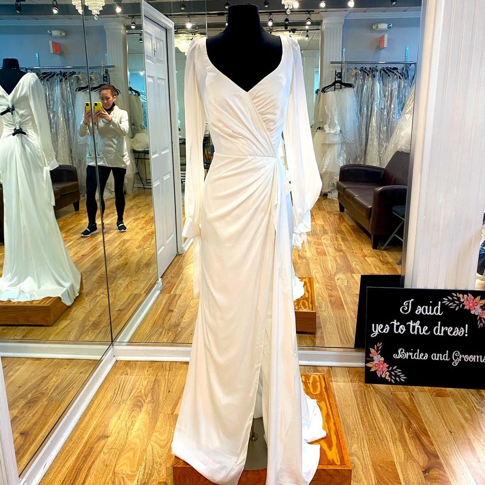 Long sleeve informal wedding gown